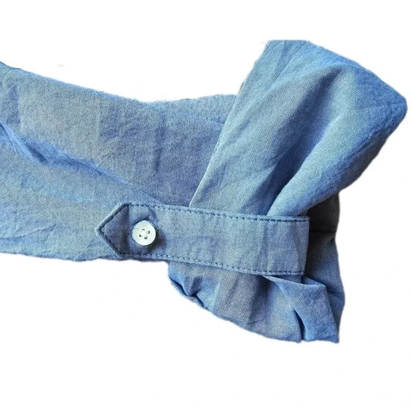 St Johns Bay, Size PS, Blue Chambray Denim Longsleeve Button-up Shirt - Picture 3 of 8
